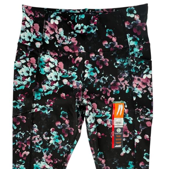 Avia Active Core Performance Legging Black Multi Watercolor Floral Small 4-6 - Picture 4 of 13
